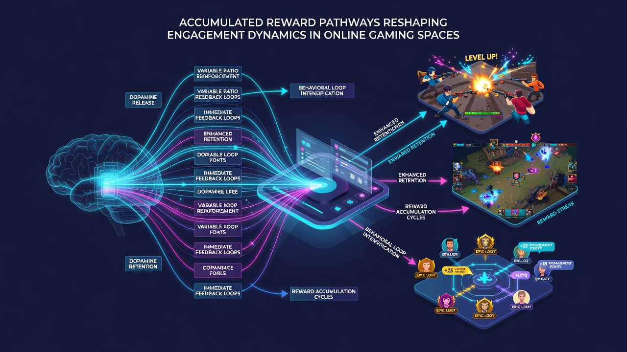 Chart displaying engagement dynamics and reward pathway impact on player retention across different gaming genres