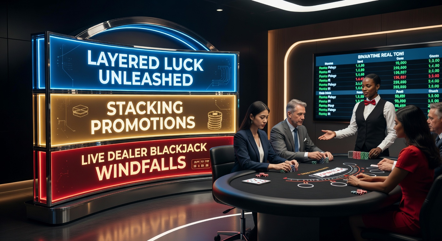 Screenshot of a mobile app dashboard displaying layered blackjack promotions: cashback bar filling up, loyalty tier upgrade notification, and active tournament leaderboard